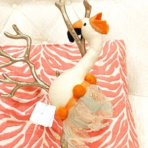 S8-New with Tags Pier 1 Felted Swan Ornament Decor with Tutu & Crown